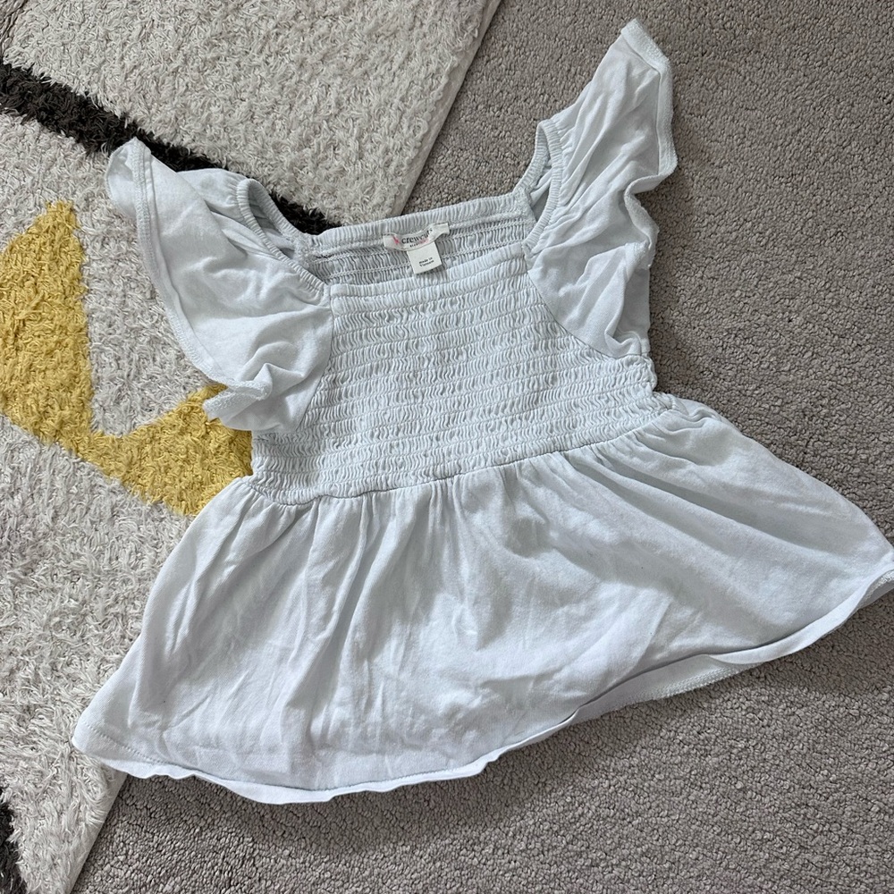 J. Crew Girls' smocked flutter-sleeve T-shirt - Size XXS - White